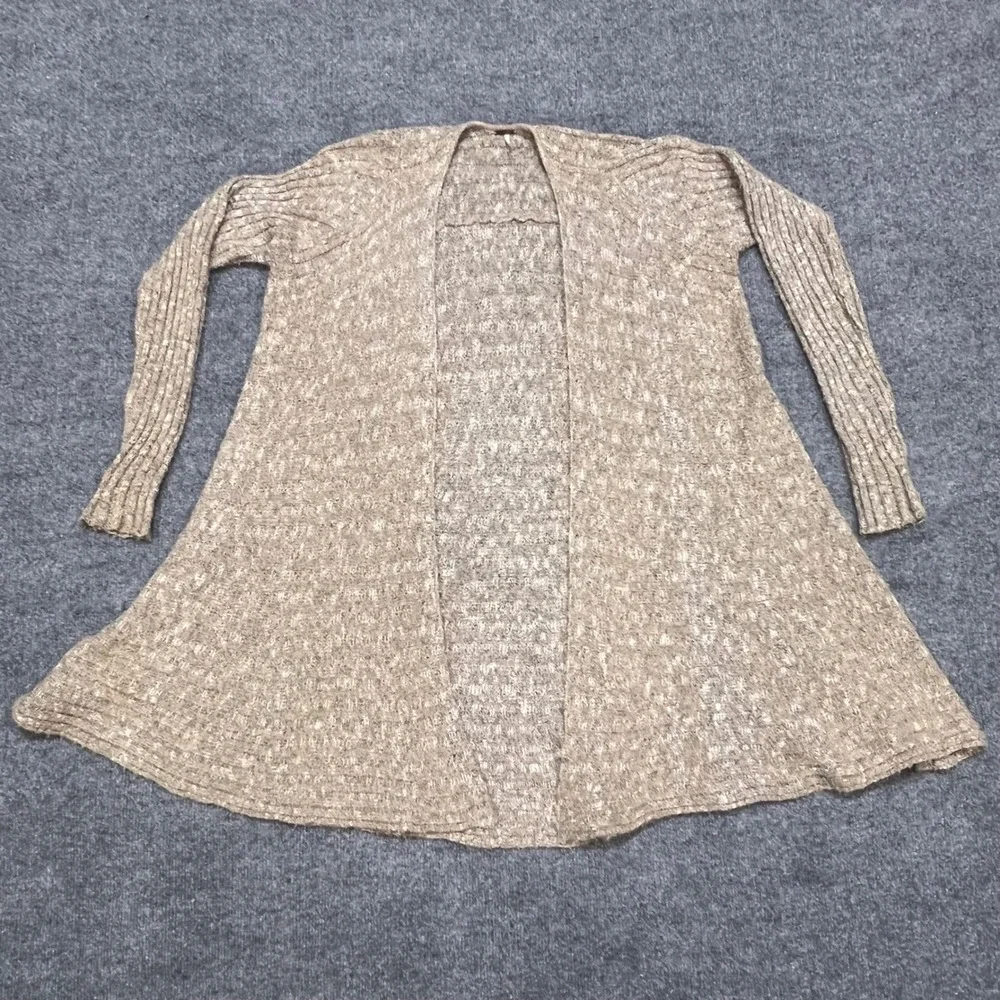 Free People Cardigan Womens S Beige Marled Knit Open Front Long Sleeve Boho